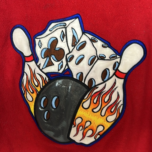 JNCO Jeans Sz XL Vintage Fleece 1/4 Zip Red Pullover Jacket Bowling Dice - Picture 4 of 14